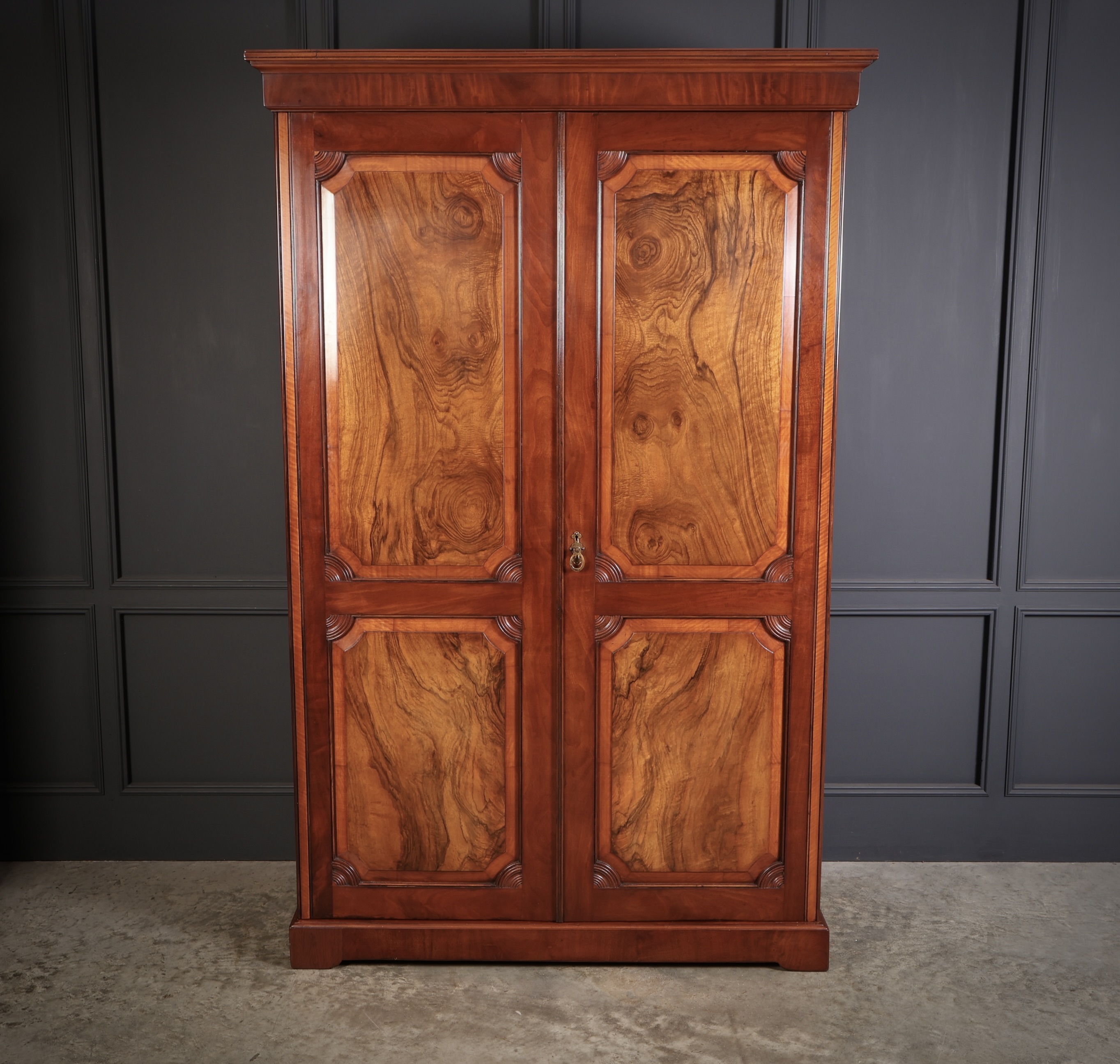 Victorian Mahogany & Walnut Wardrobe - Image 2